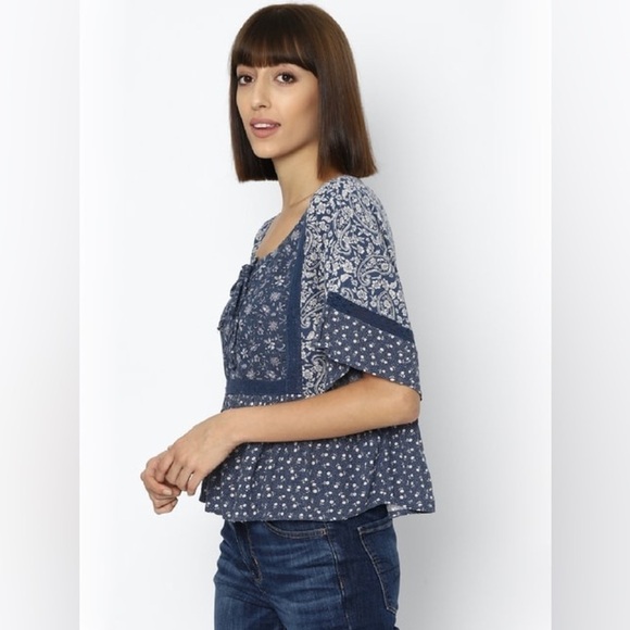 American Eagle Outfitters | Blue Printed Top | Boho Blouse | Size Small - Picture 1 of 11